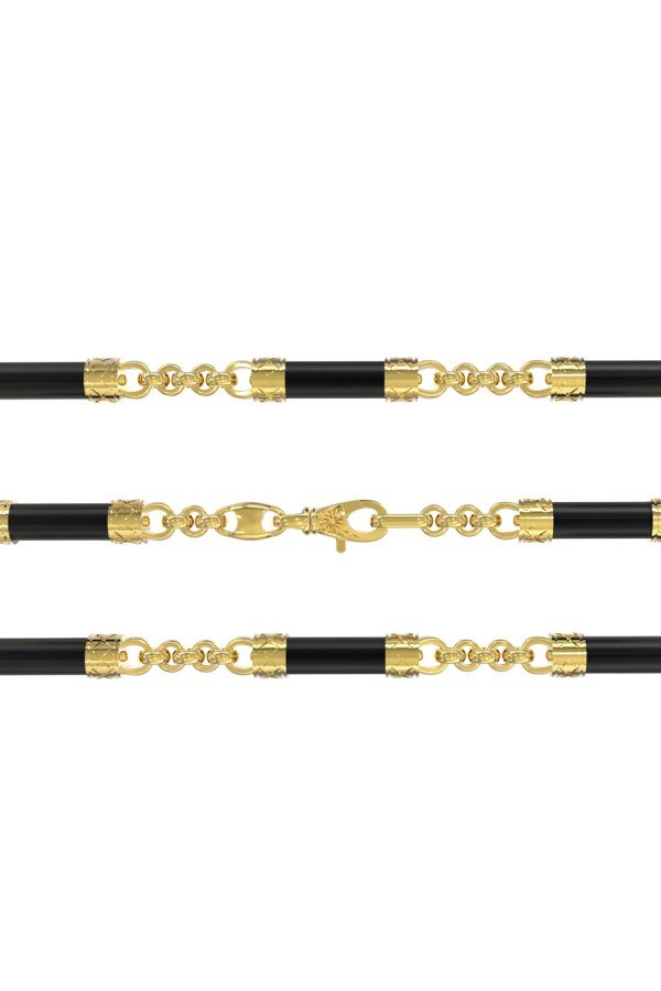 Цепь из лимонного золота c ониксом