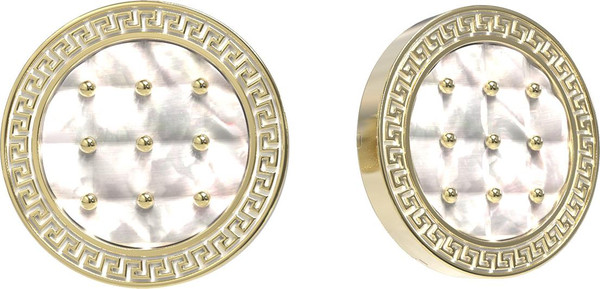 Серьги из лимонного золота c эмаль и перламутром