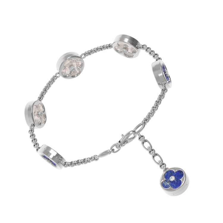 Браслет из белого золота c бриллиантами, лазуритом и перламутром