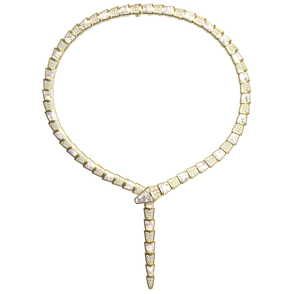 Колье из лимонного золота c бриллиантами и перламутром