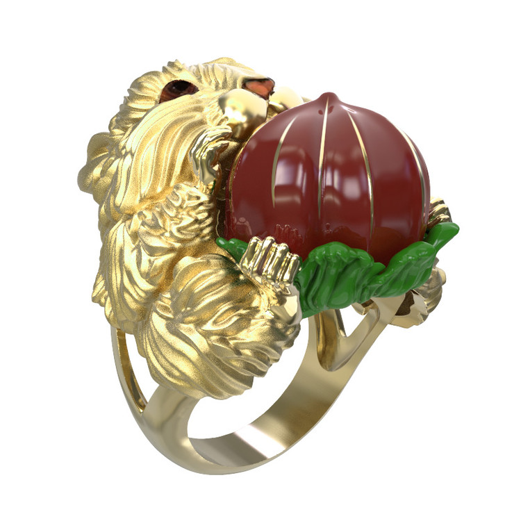 Кольцо из лимонного золота c эмалью