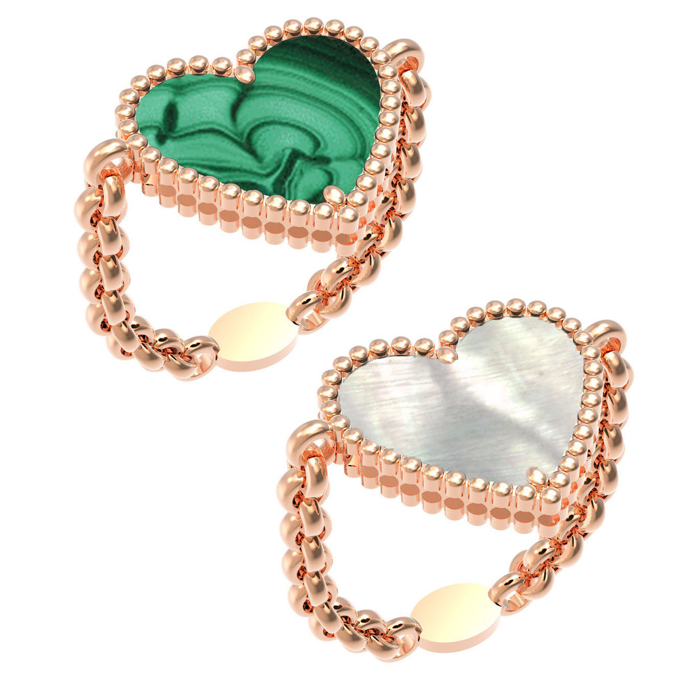 Кольцо из золота c малахитом и перламутром