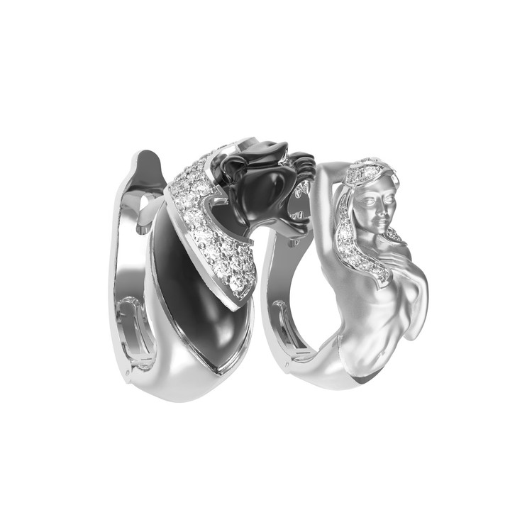 Серьги из белого золота c фианитом