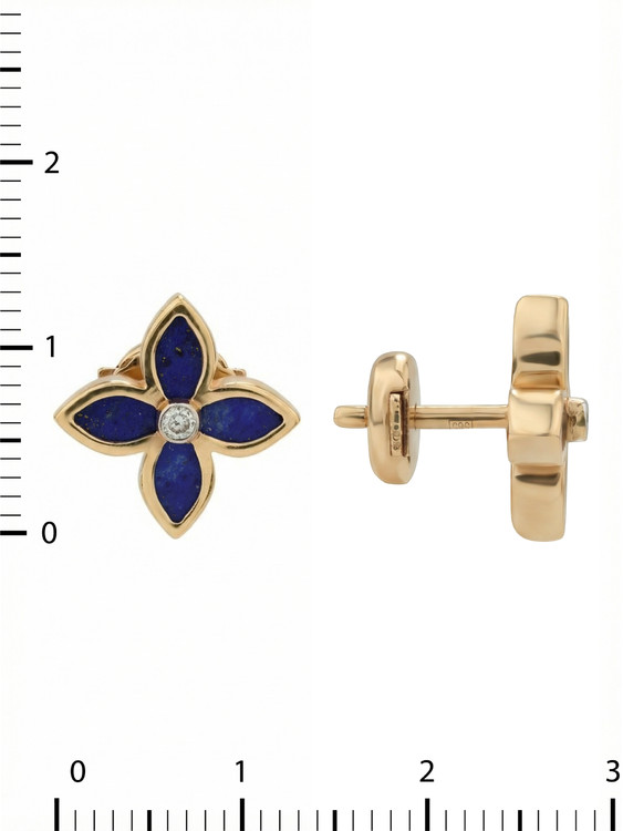 Серьги из золота c бриллиантами и лазуритом