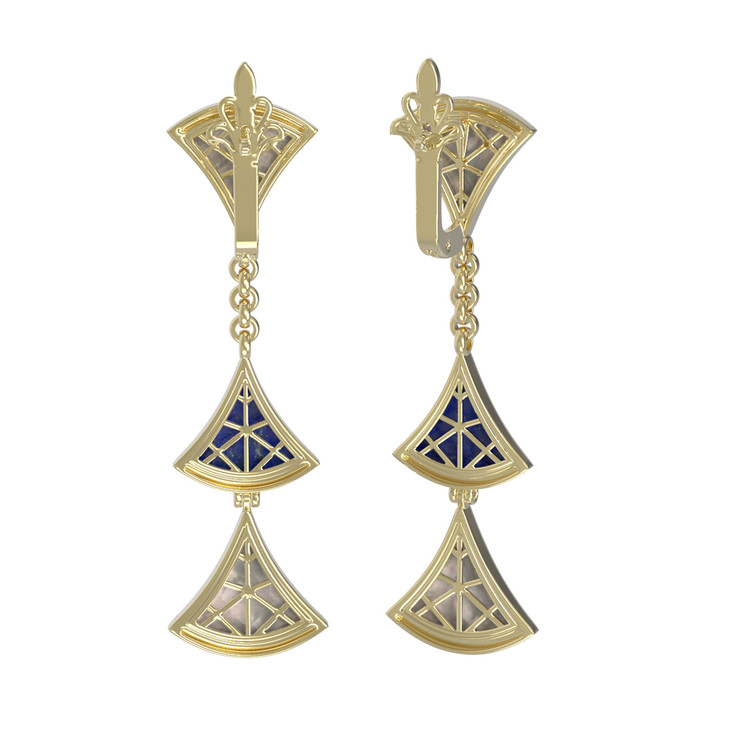 Серьги из лимонного золота c лазуритом и перламутром