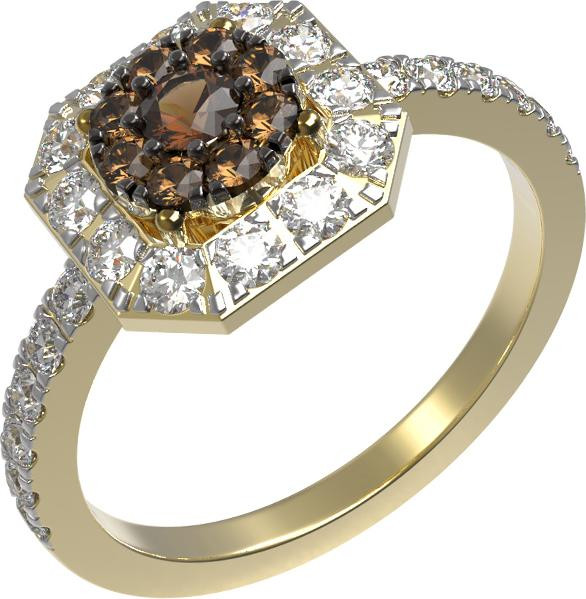 Кольцо из лимонного золота c бриллиантами