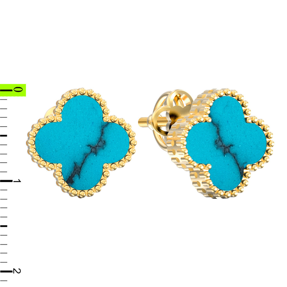 Серьги из лимонного золота c бирюзой