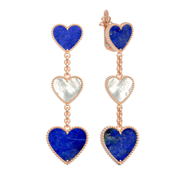 Серьги из золота c лазуритом и перламутром