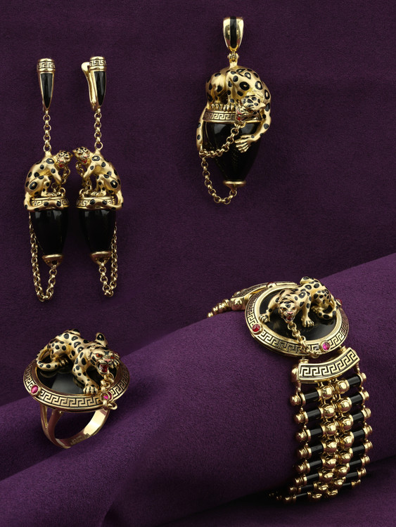 Подвеска из лимонного золота c эмалью и ониксом