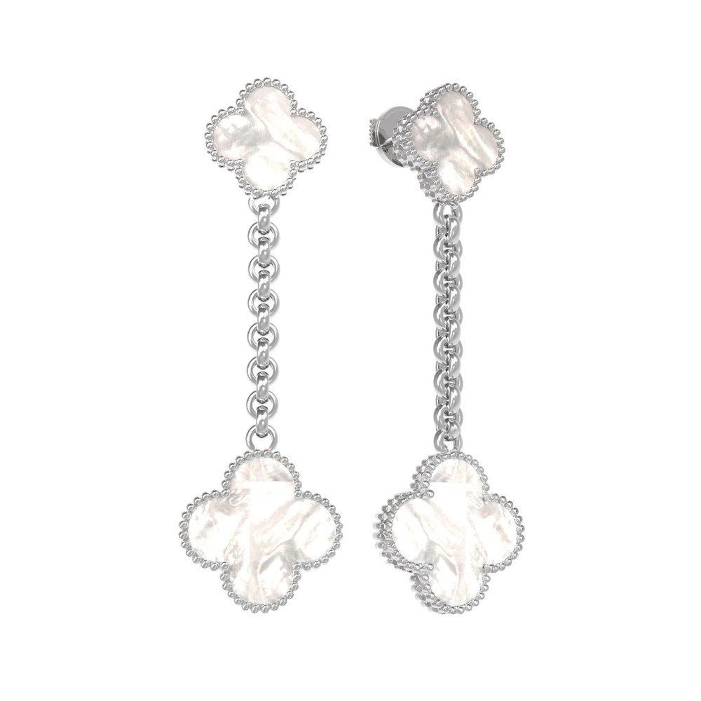 Серьги из белого золота c перламутром