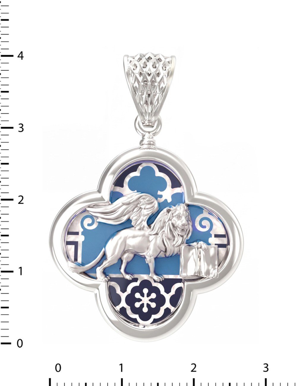 Подвеска из белого золота 585 пробы c эмалью и перламутром