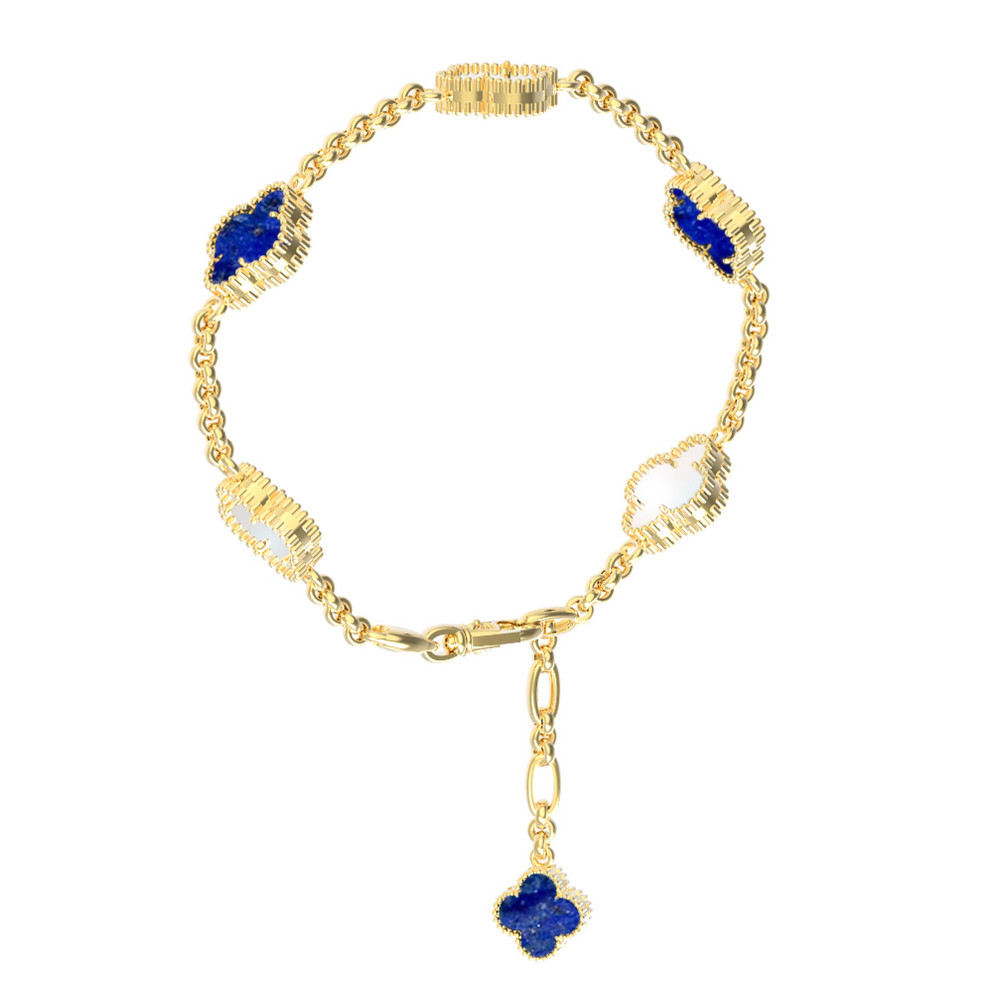 Браслет из лимонного золота c лазуритом и перламутром