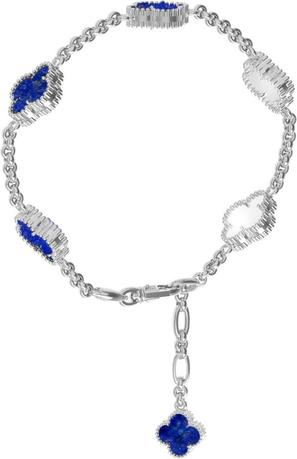 Браслет из белого золота c лазуритом и перламутром