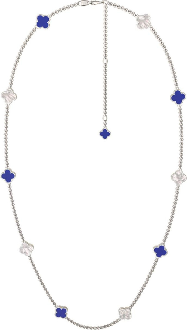 Колье из белого золота c лазуритом и перламутром