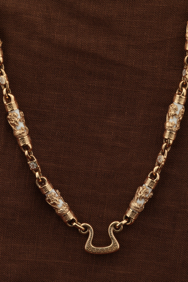 Цепь из золота c эмаль и бивнем мамонта