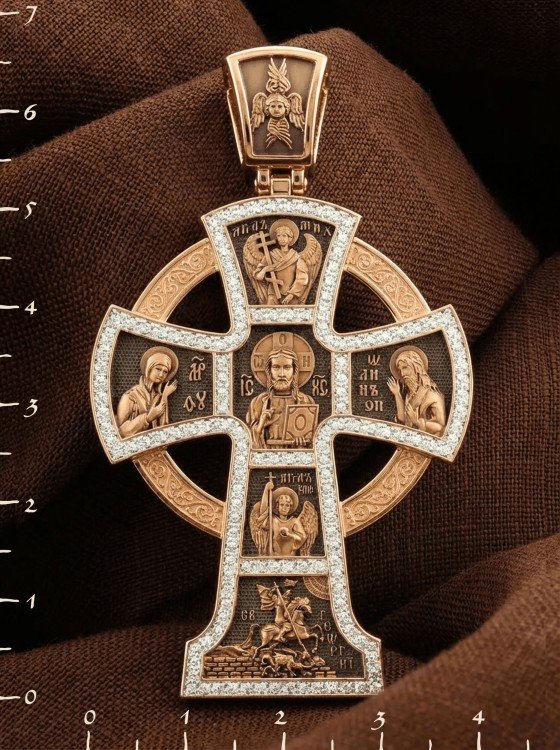 Крест из золота c эмалью и бриллиантами