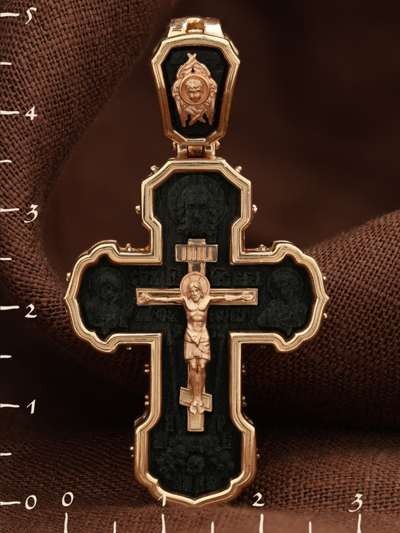 Крест из золота c эбеновым деревом