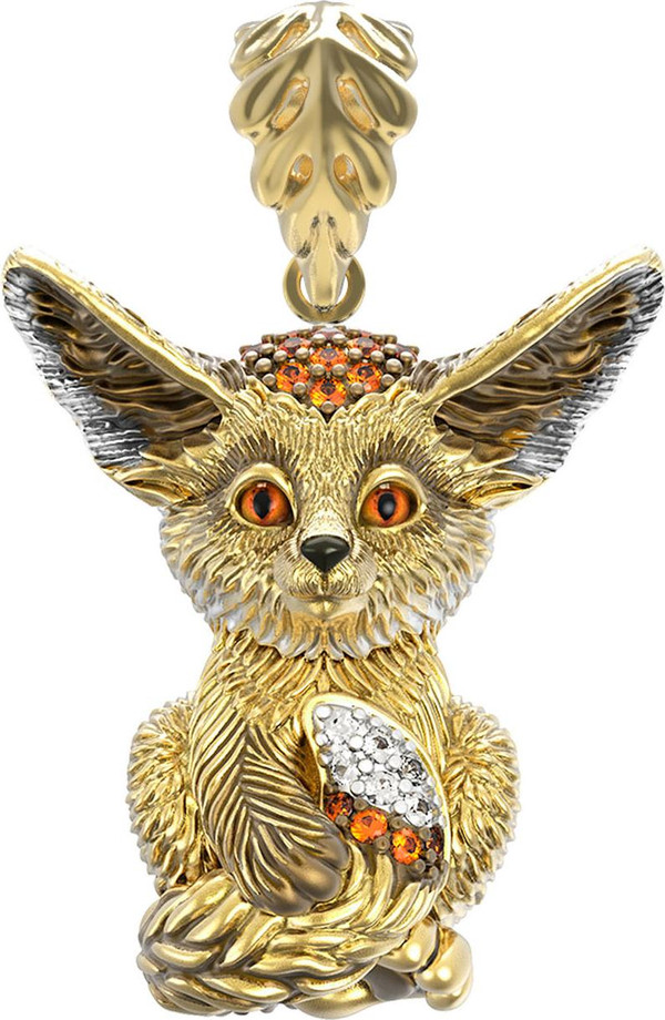 Подвеска из лимонного золота c эмалью и фианитом