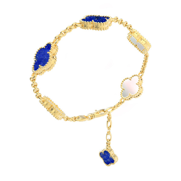 Браслет из лимонного золота c лазуритом и перламутром