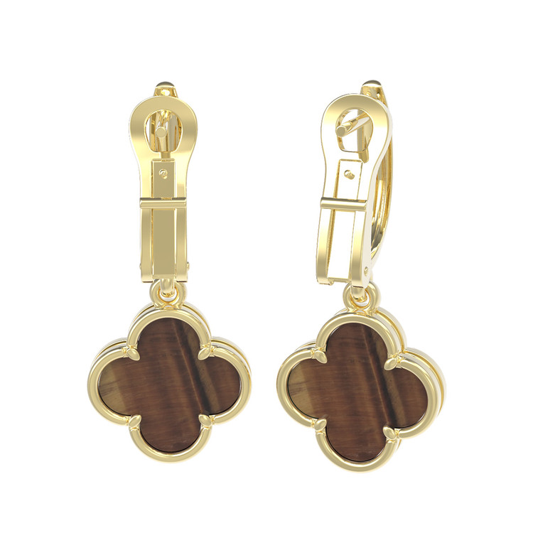 Серьги из лимонного золота c тигровым глазом