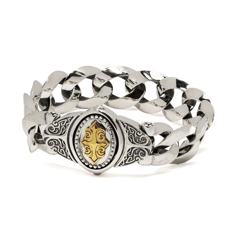 Браслет из серебра и золота c рубином