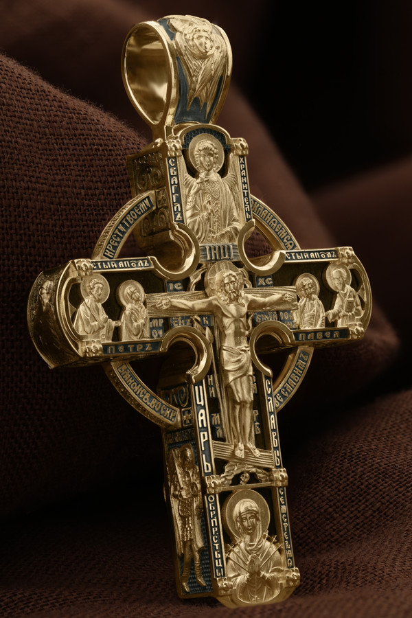 Крест из лимонного золота c эбеновым деревом