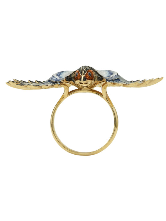 Кольцо из лимонного золота c эмалью и фианитом