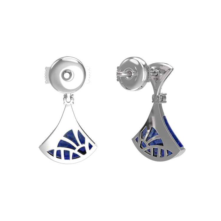 Серьги из белого золота c бриллиантами и лазуритом