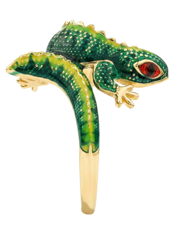 Кольцо из лимонного золота c эмалью