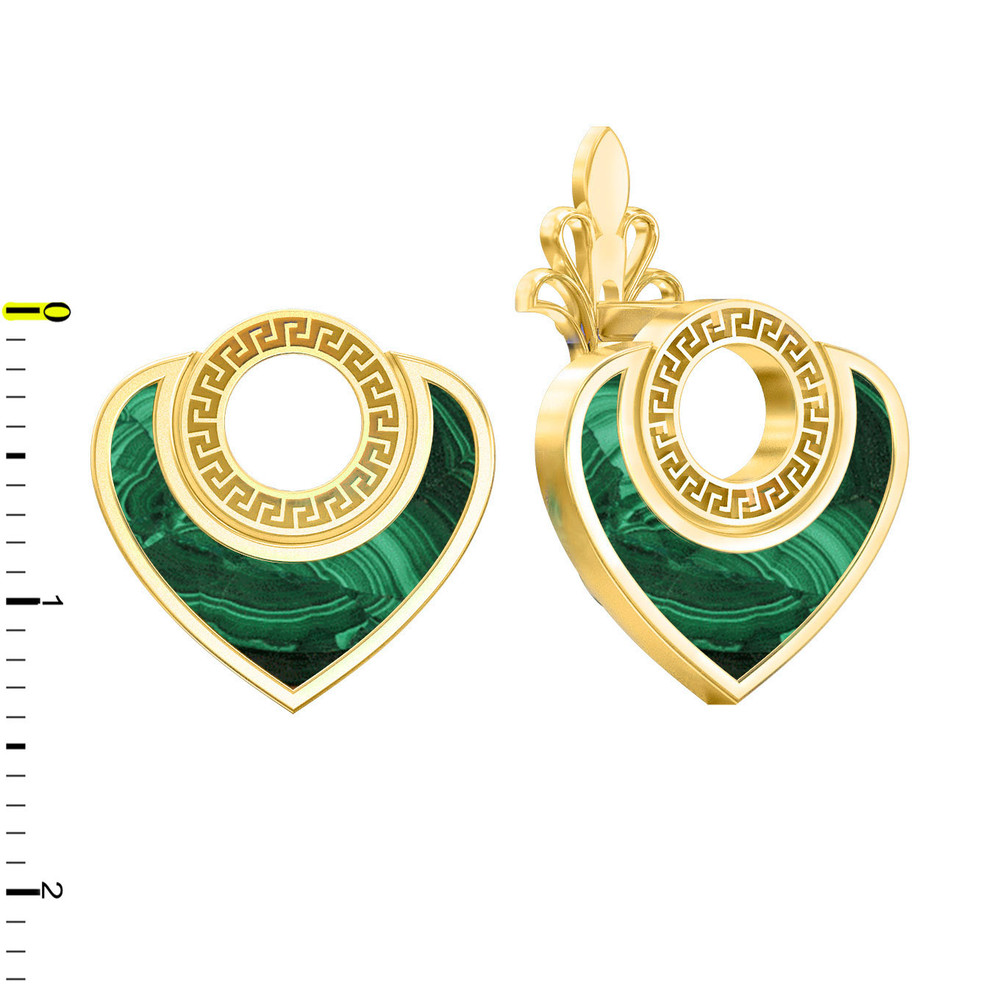 Серьги из лимонного золота c малахитом