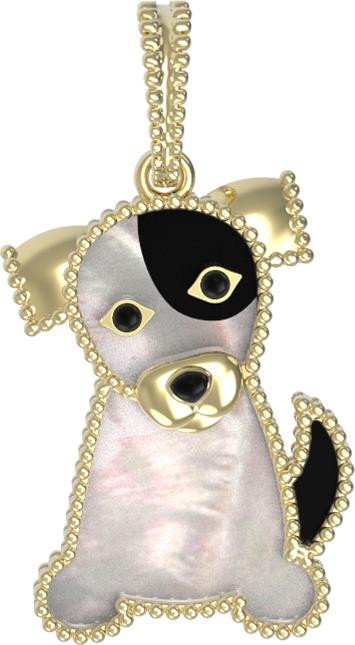 Подвеска из лимонного золота c эмаль , ониксом и перламутром