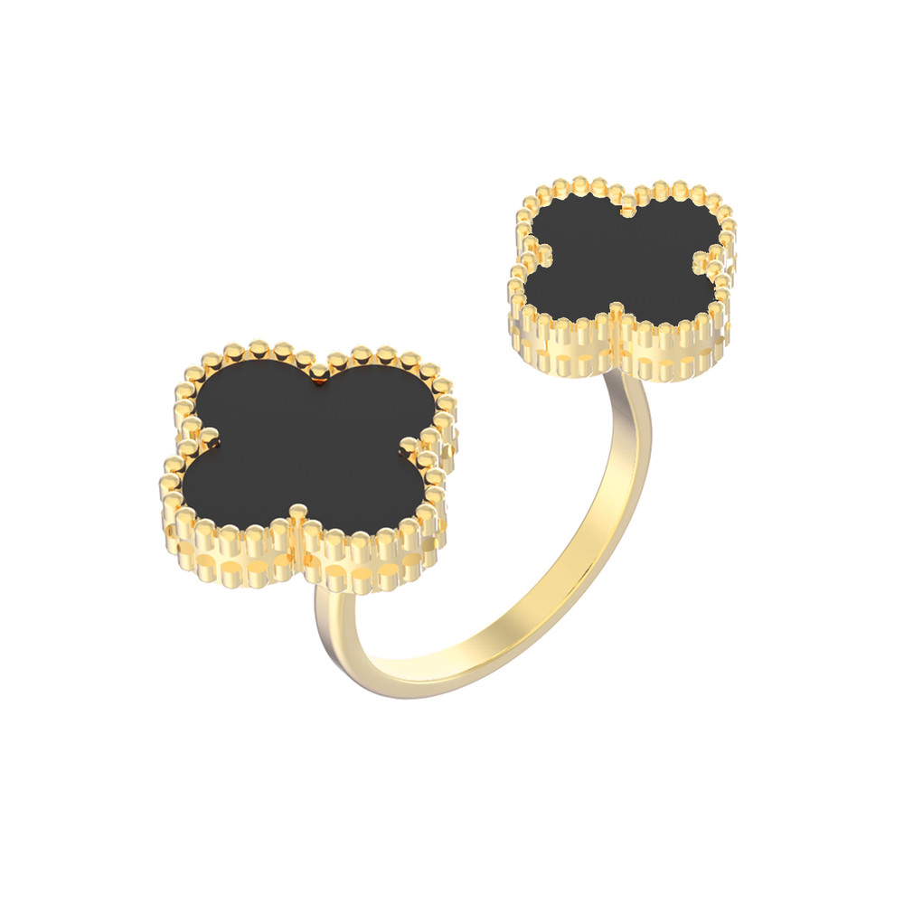 Кольцо из лимонного золота c ониксом