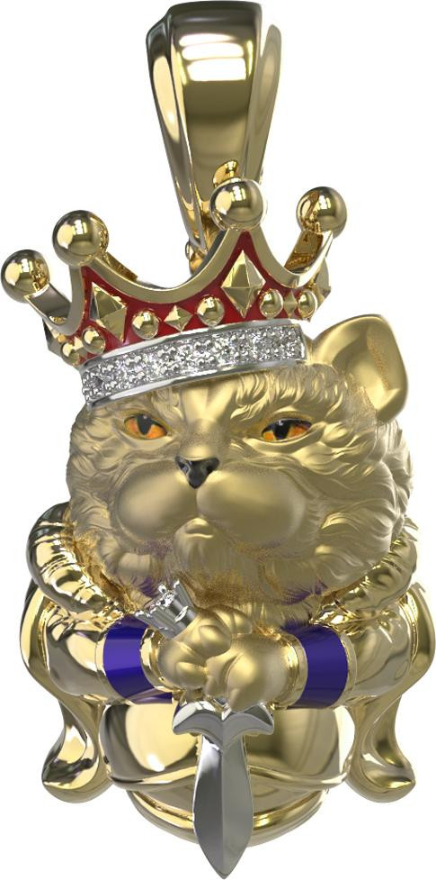 Подвеска из лимонного золота c эмаль , бриллиантами и рубином