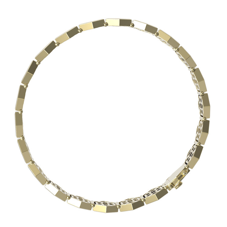 Браслет из лимонного золота c малахитом и перламутром