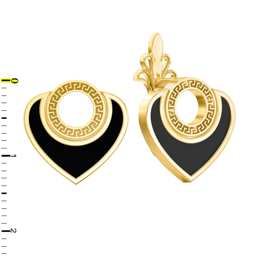 Серьги из лимонного золота c ониксом