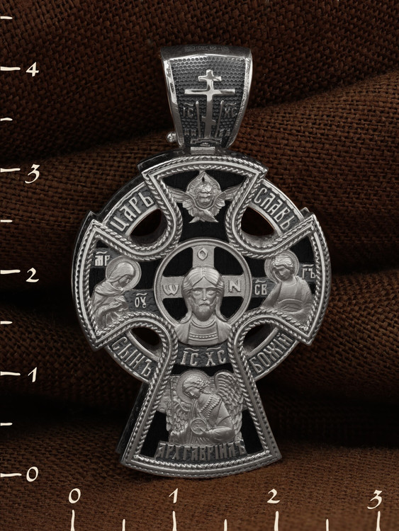 Крест из белого золота c эбеновым деревом