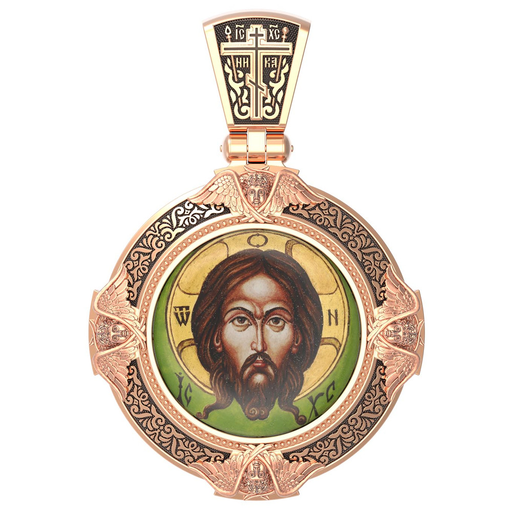 Образок из золота c эмалью, иконописью и темперой