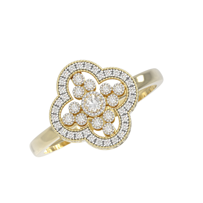 Кольцо из лимонного золота c бриллиантами