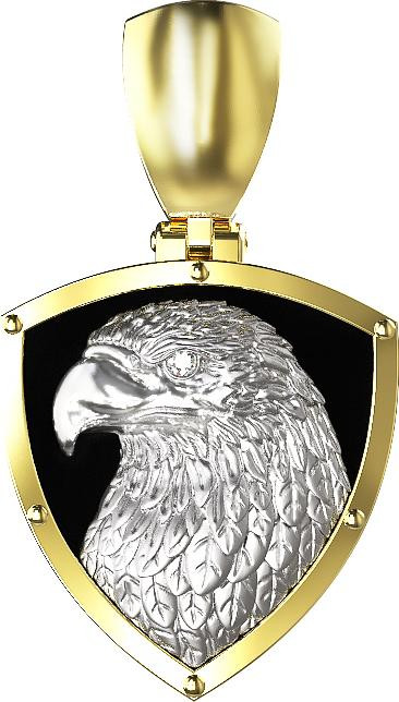 Подвеска из лимонного золота c бриллиантами и ониксом