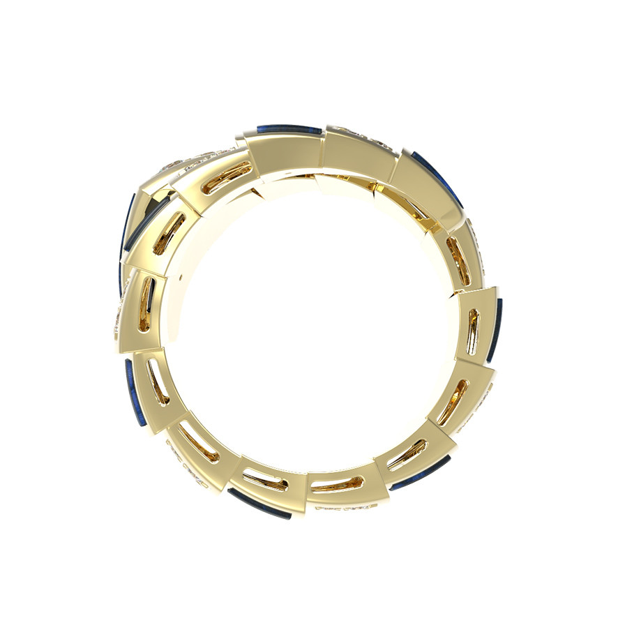 Кольцо из лимонного золота c бриллиантами и лазуритом