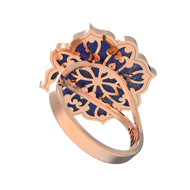 Кольцо из золота c бирюзой и лазуритом