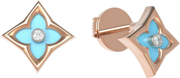 Серьги из золота c бриллиантами и бирюзой