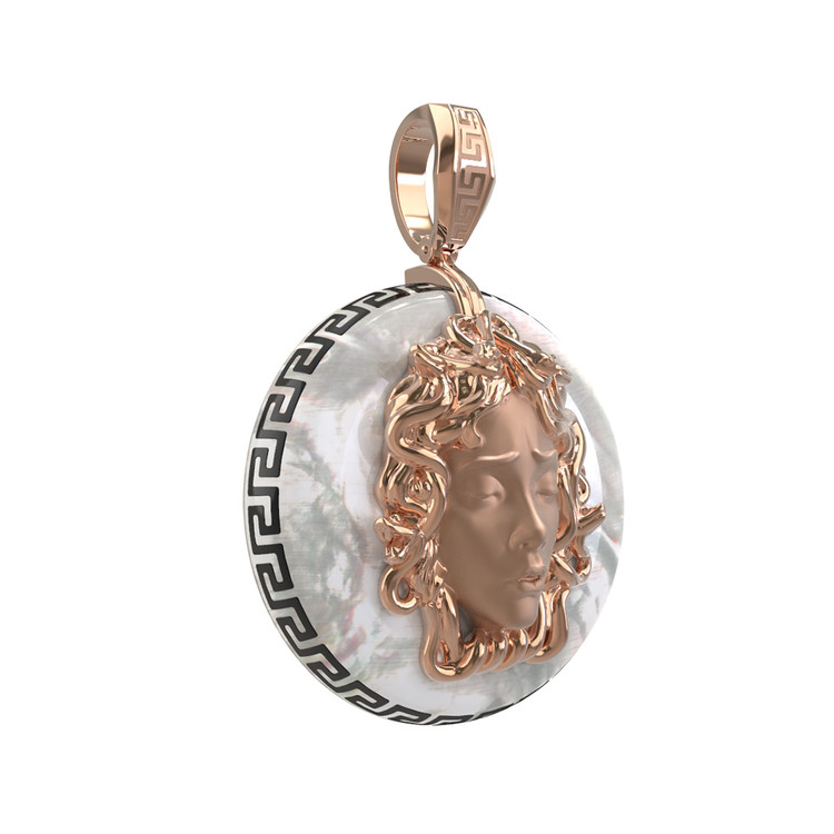 Подвеска из золота c эмаль и перламутром