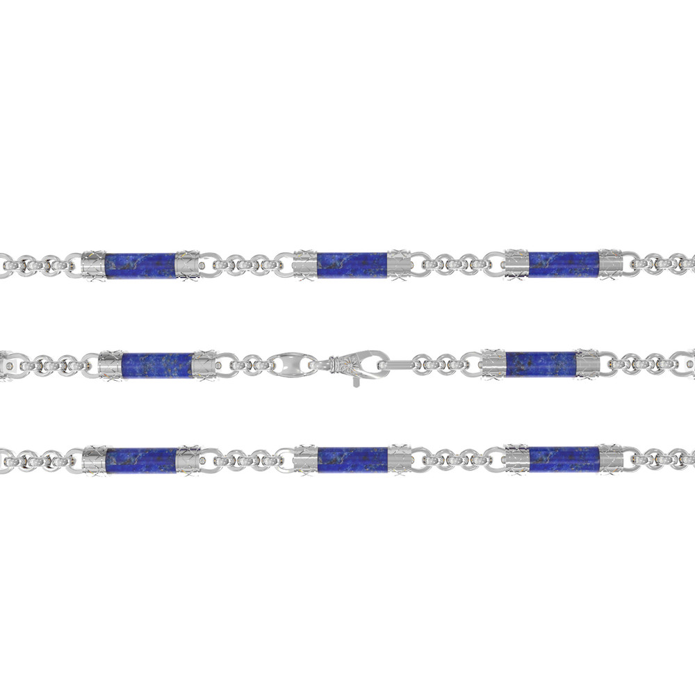 Цепь из белого золота c лазуритом