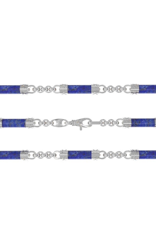 Цепь из белого золота c лазуритом