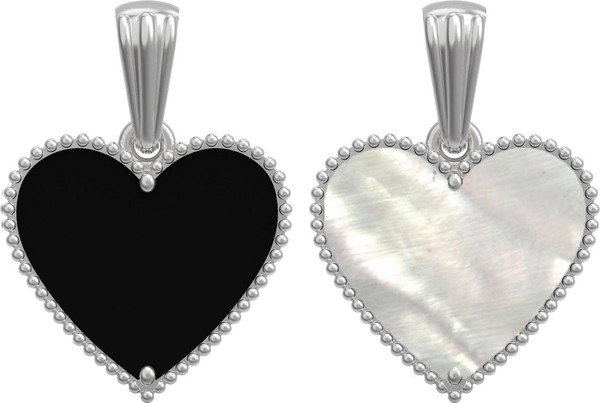 Подвеска из белого золота c ониксом и перламутром