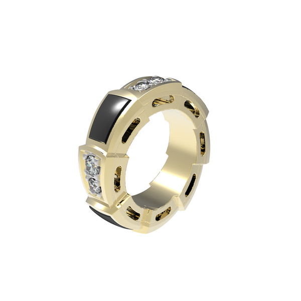 Подвеска из лимонного золота c бриллиантами и ониксом