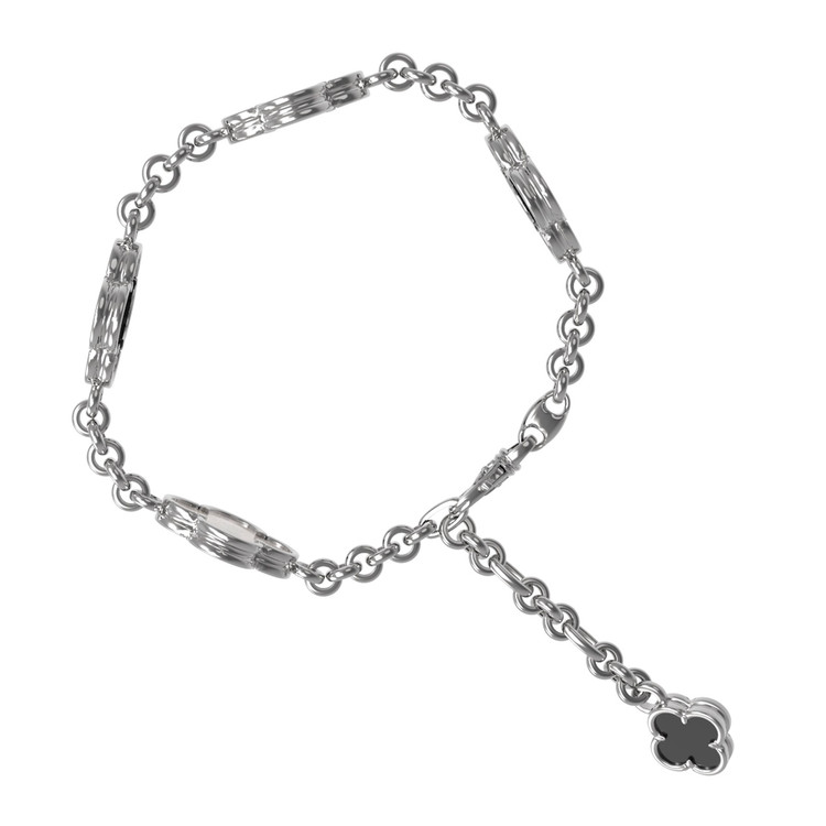 Браслет из белого золота c ониксом и перламутром