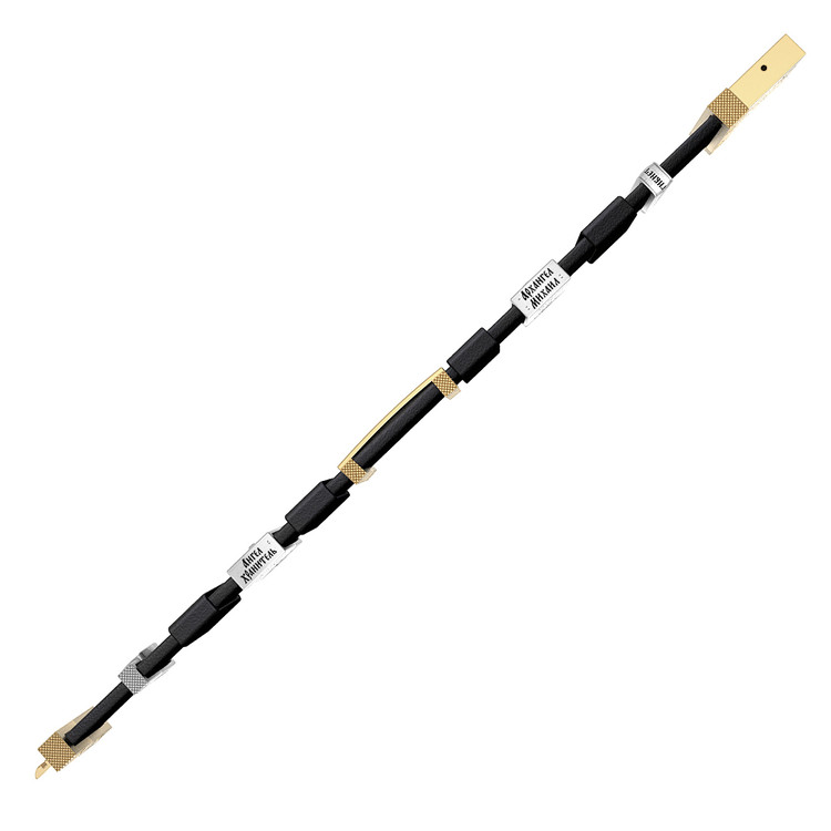 Браслет из лимонного золота c кожаным шнурком