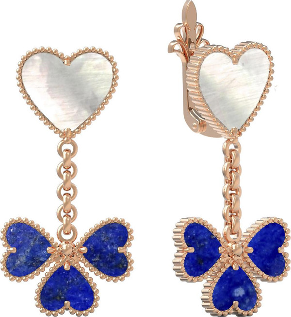 Серьги из золота c лазуритом и перламутром